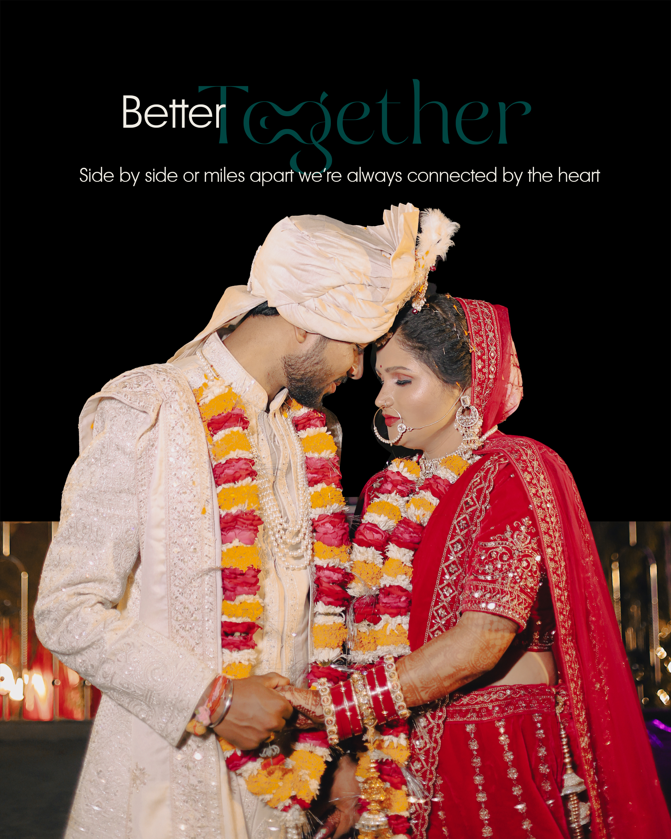Wedding couple photographed in Bharatpur, Rajasthan — demo image, replace with real photography